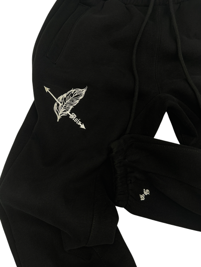 Feather & Bow Sweatpant - Black