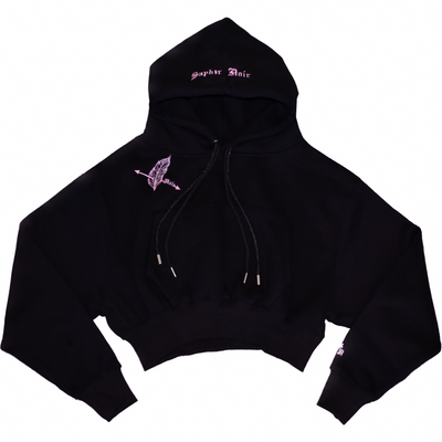 CROPPED HOODIE w/ EMBELLISHED STRINGS